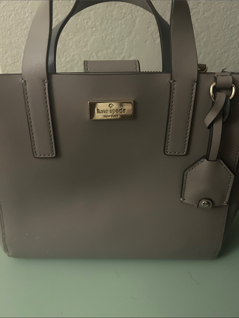 kate spade Taupe Leather Satchel with Gold Hardware